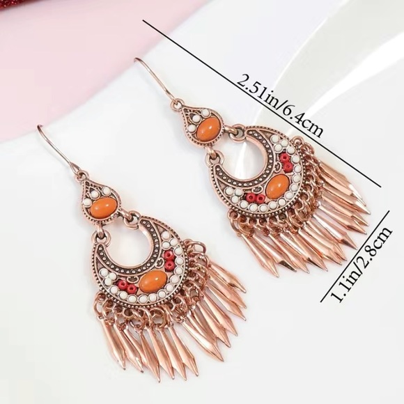 New boho pine stone dangle earrings - Picture 2 of 3